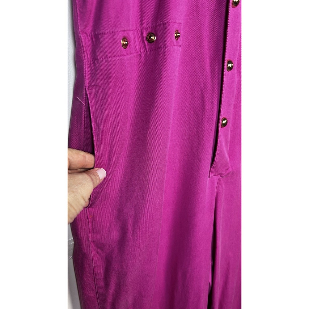 Emily McCarthy Small Magenta Tencel Blend Cap Sleeve Cuffed‎ Ankle Romper - Picture 5 of 10